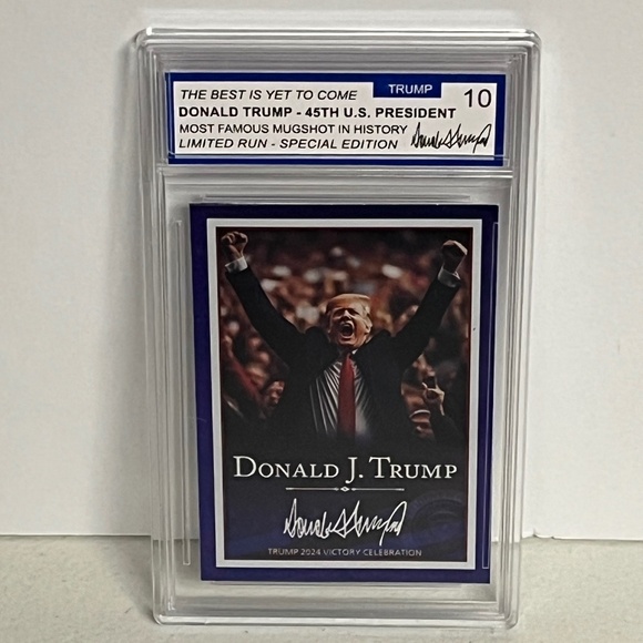 Donald Trump Foil Holographic Victory Slab Card Graded 10 Slabbed Limited Run - Picture 1 of 6